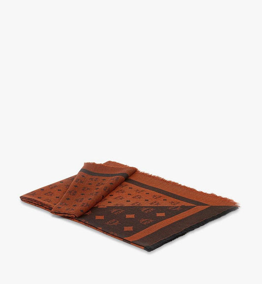 MEFFAMM03B7001-MCM COL WOOL SILK SHAWL 140*14, ONE SIZE|BLACK + COGNAC