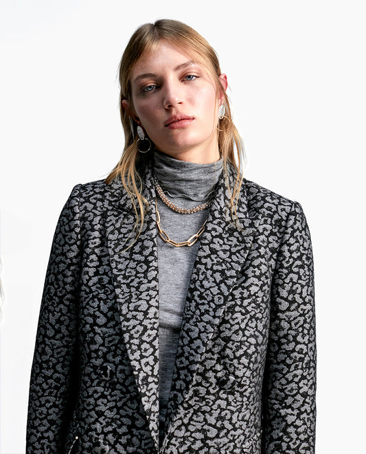 Animal print jacquard blazer