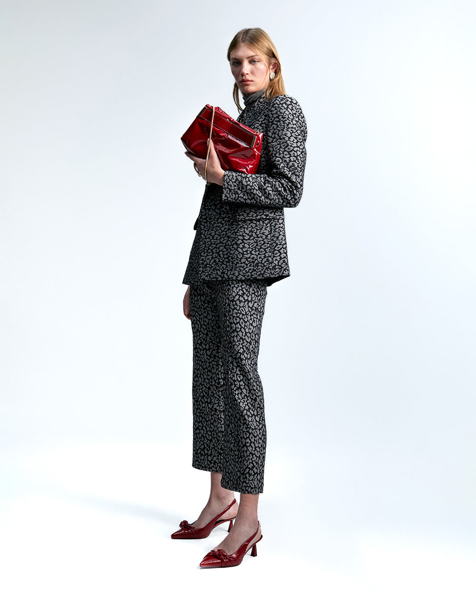 Animal print jacquard blazer