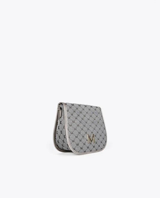 Grey jacquard crossbody bag