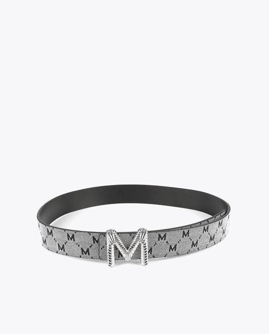 Grey and black reversible belt