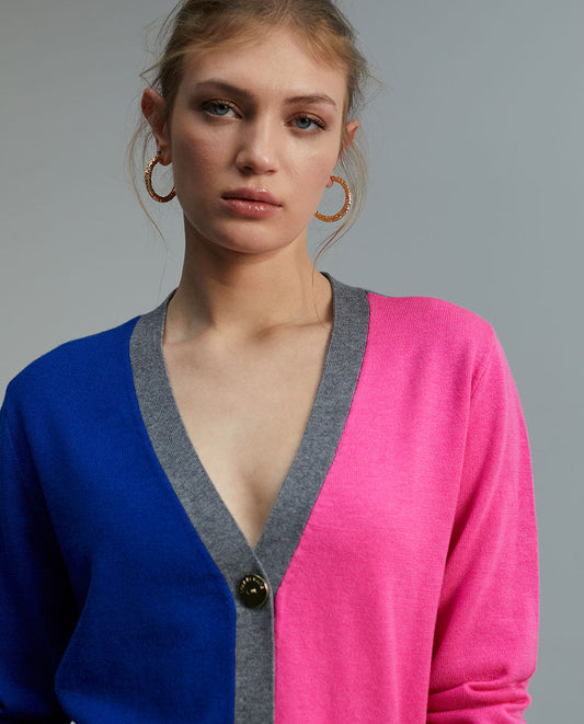 Three-tone cardigan