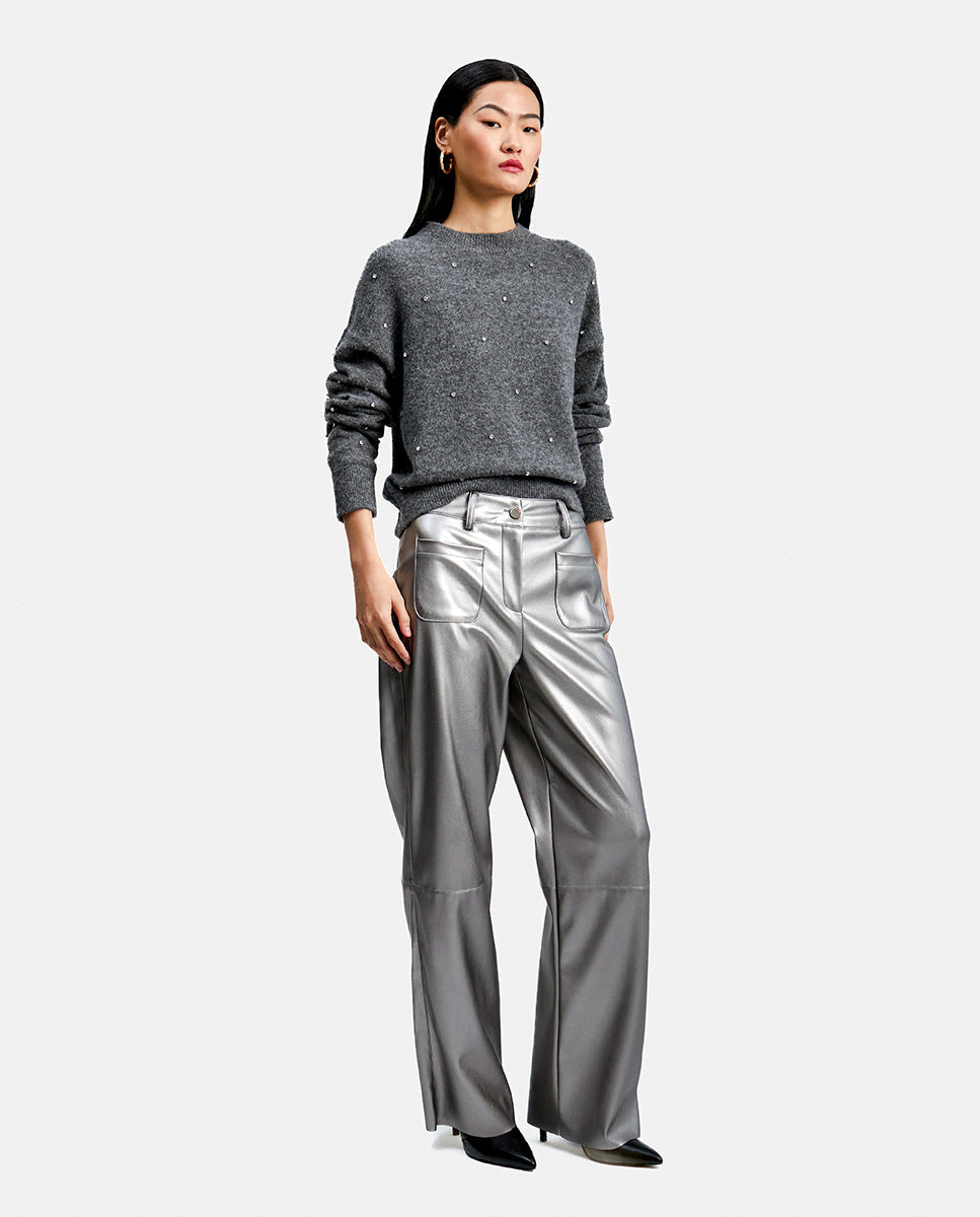 Sweater with crystal details