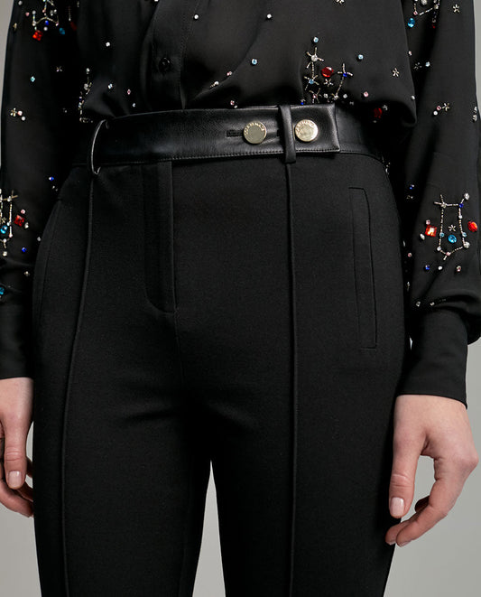 Faux leather detail trousers