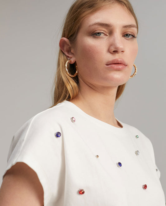 T-shirt with rhinestone detail