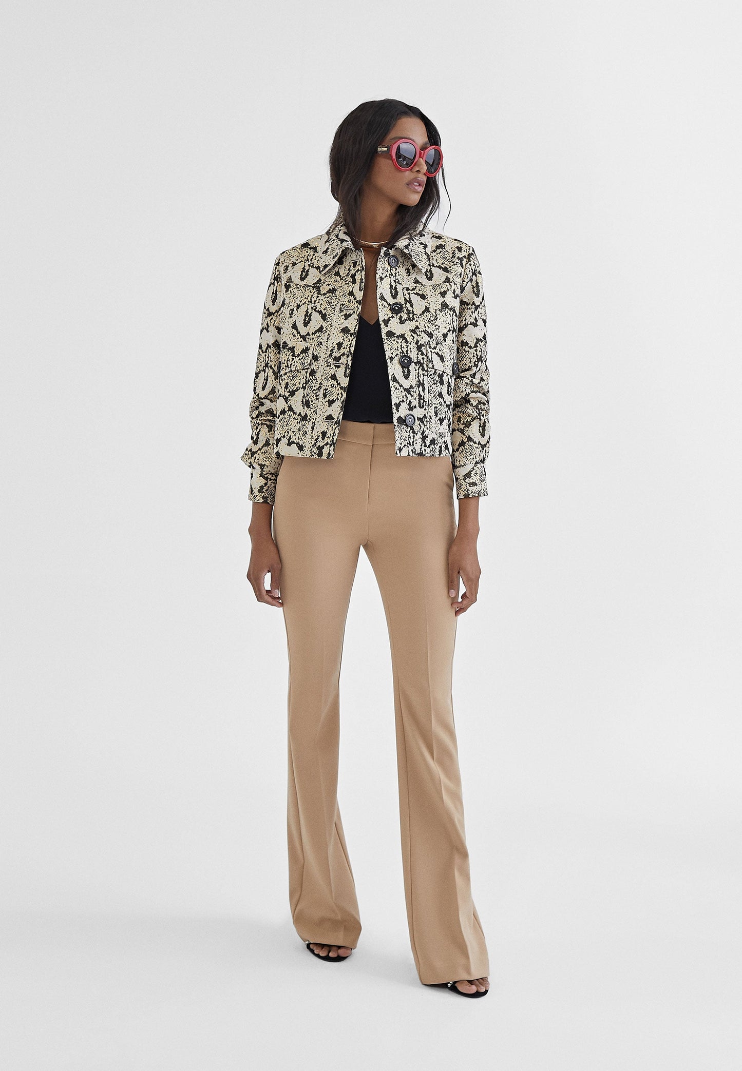 MS2402010-Black-Brown-Short snakeskin print jacket