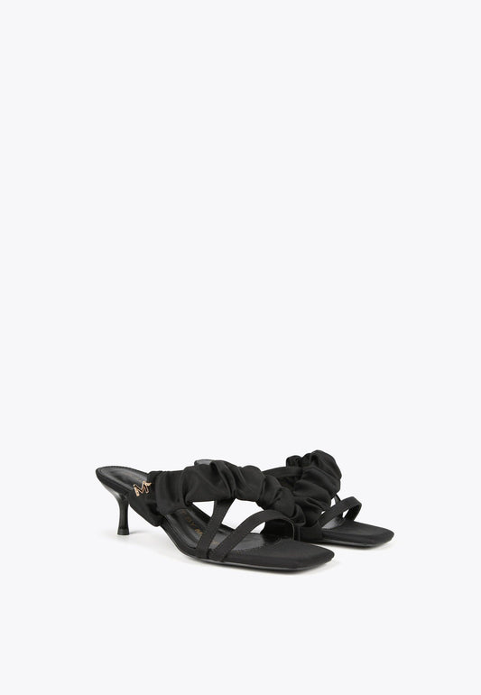 MS2405009-Black-Heeled sandals with gathering