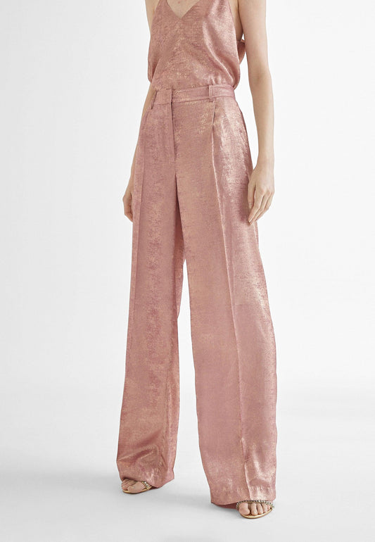 MS2414010-Pink-Straight iridescent trousers
