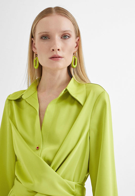 MS2415015-Lime-Knotted shirt