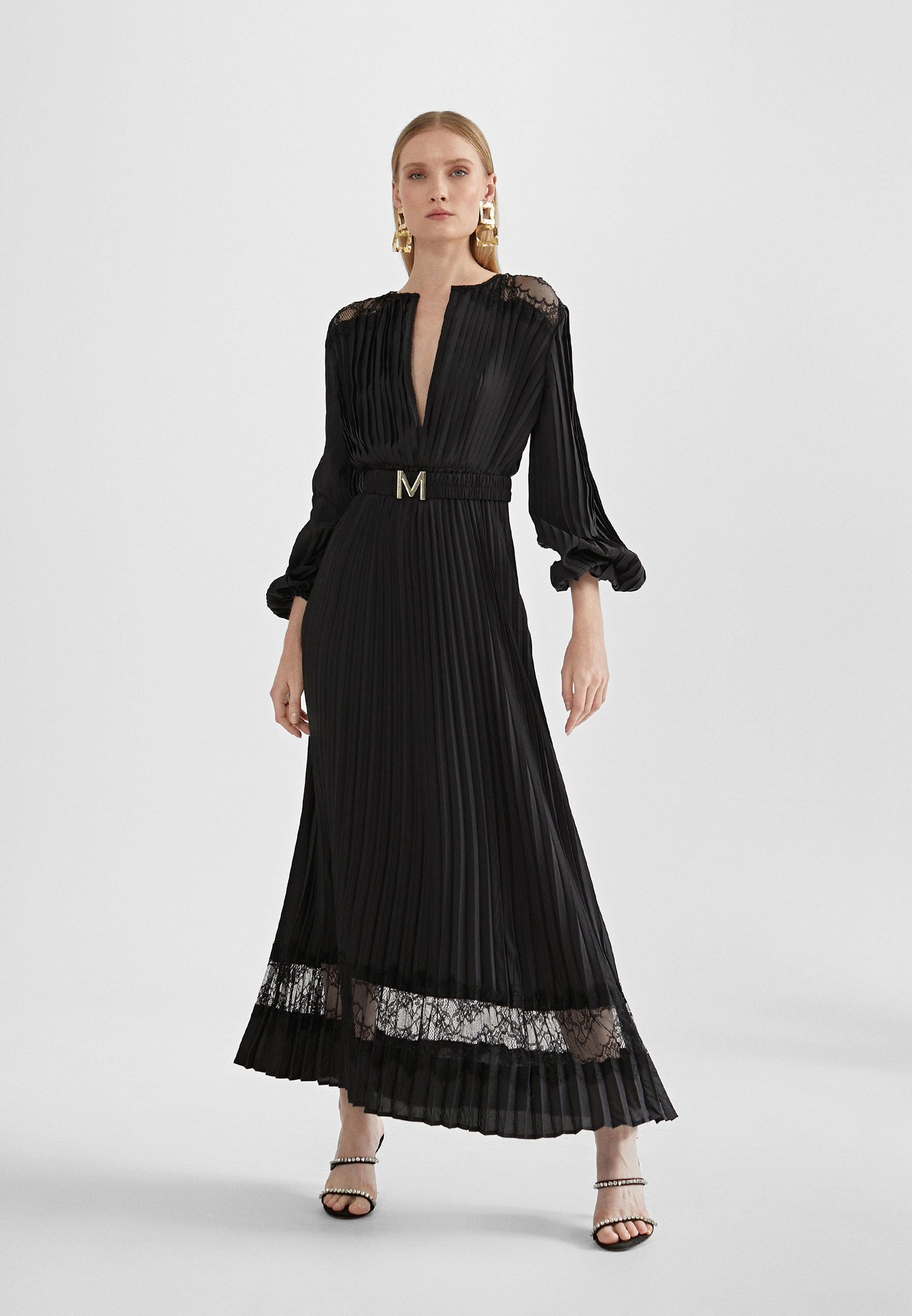 MS2416006-Black-Long pleated dress