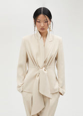 ms2502021-001-cropped blazer with knot detail-ecru