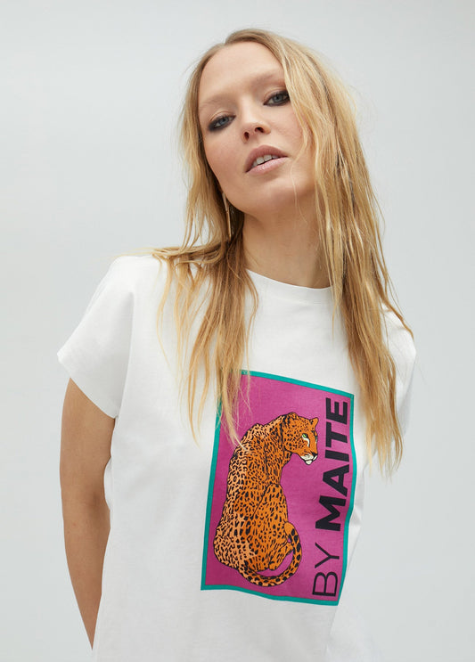 White tiger print T-shirt