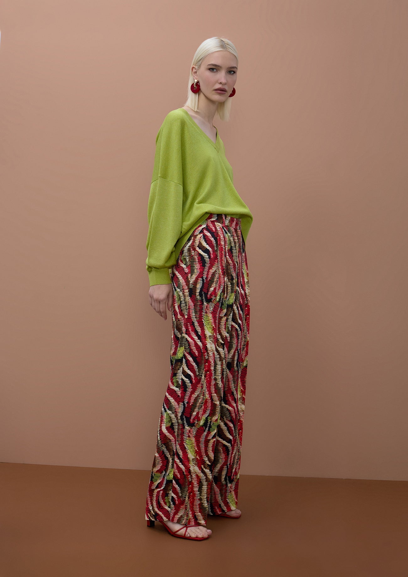 Satin Printed Wideleg Pants