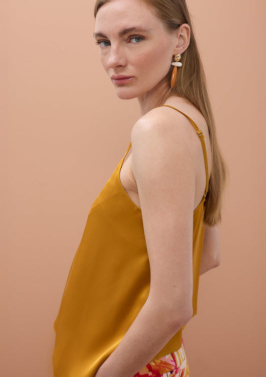Yellow Pleated Lingerie Top