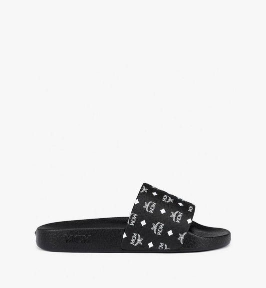 MESCAMM11BK038-Monogram Print Rubber Slides|BLACK