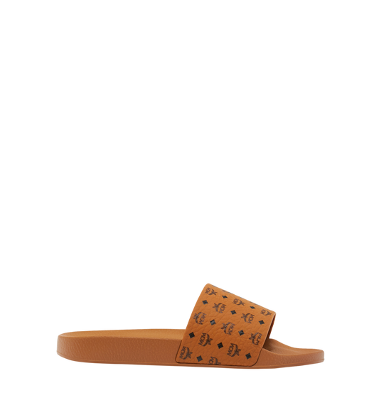 MESCAMM11CO038-Monogram Print Rubber Slides|COGNAC