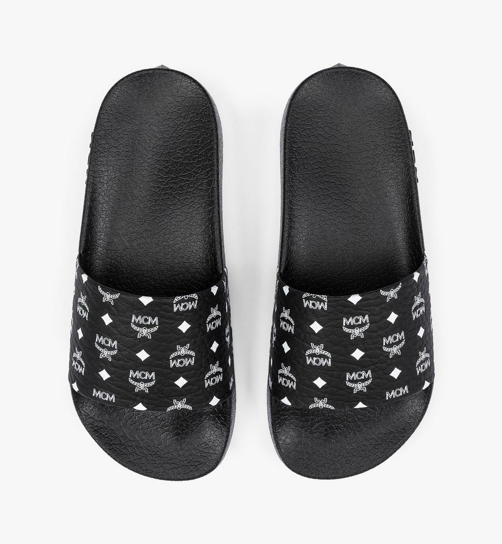 MEXCAMM17BK045-Monogram Print Rubber Slides|BLACK