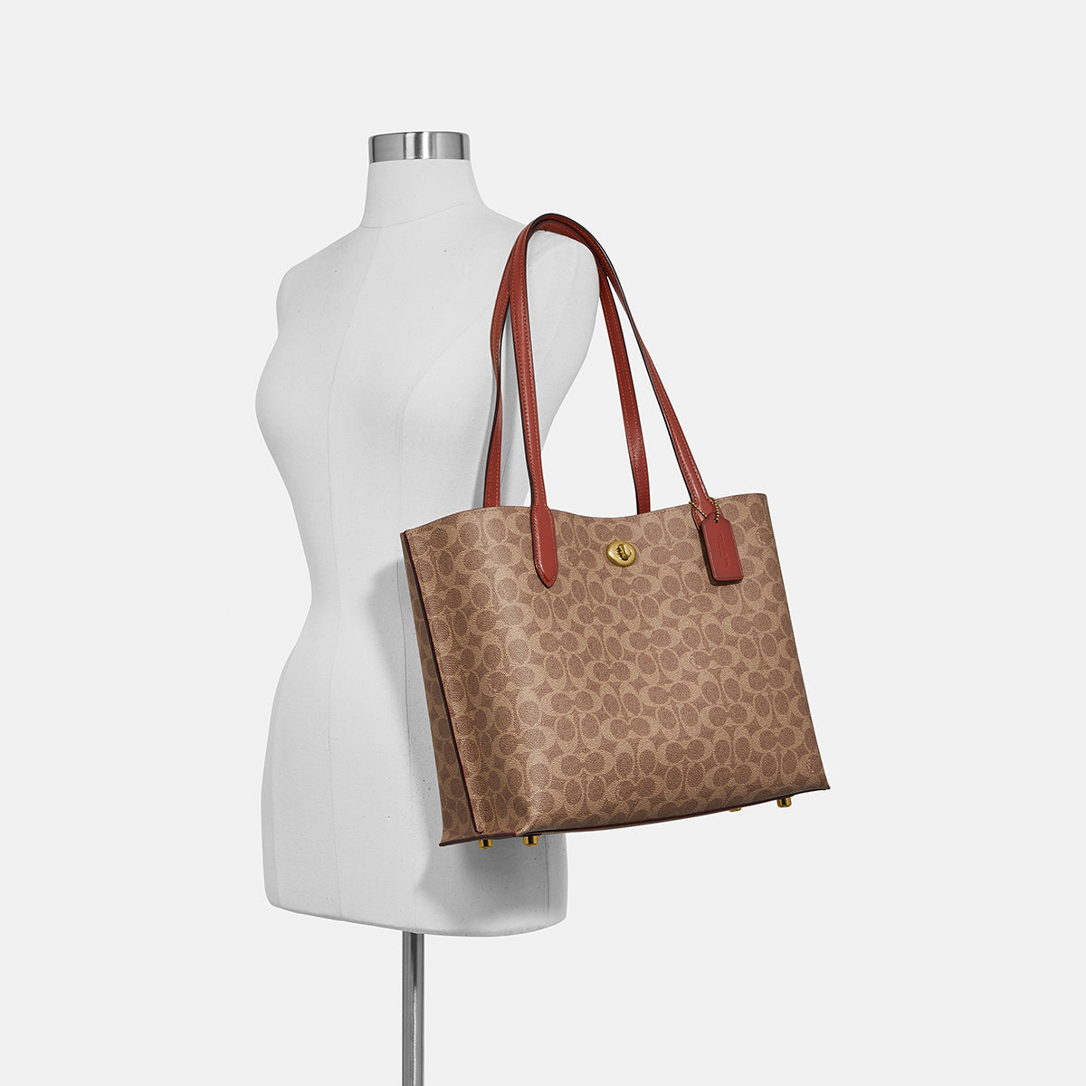 C0693-WILLOW TOTE BAG IN SIGNATURE CANVAS-B4/Tan Rust