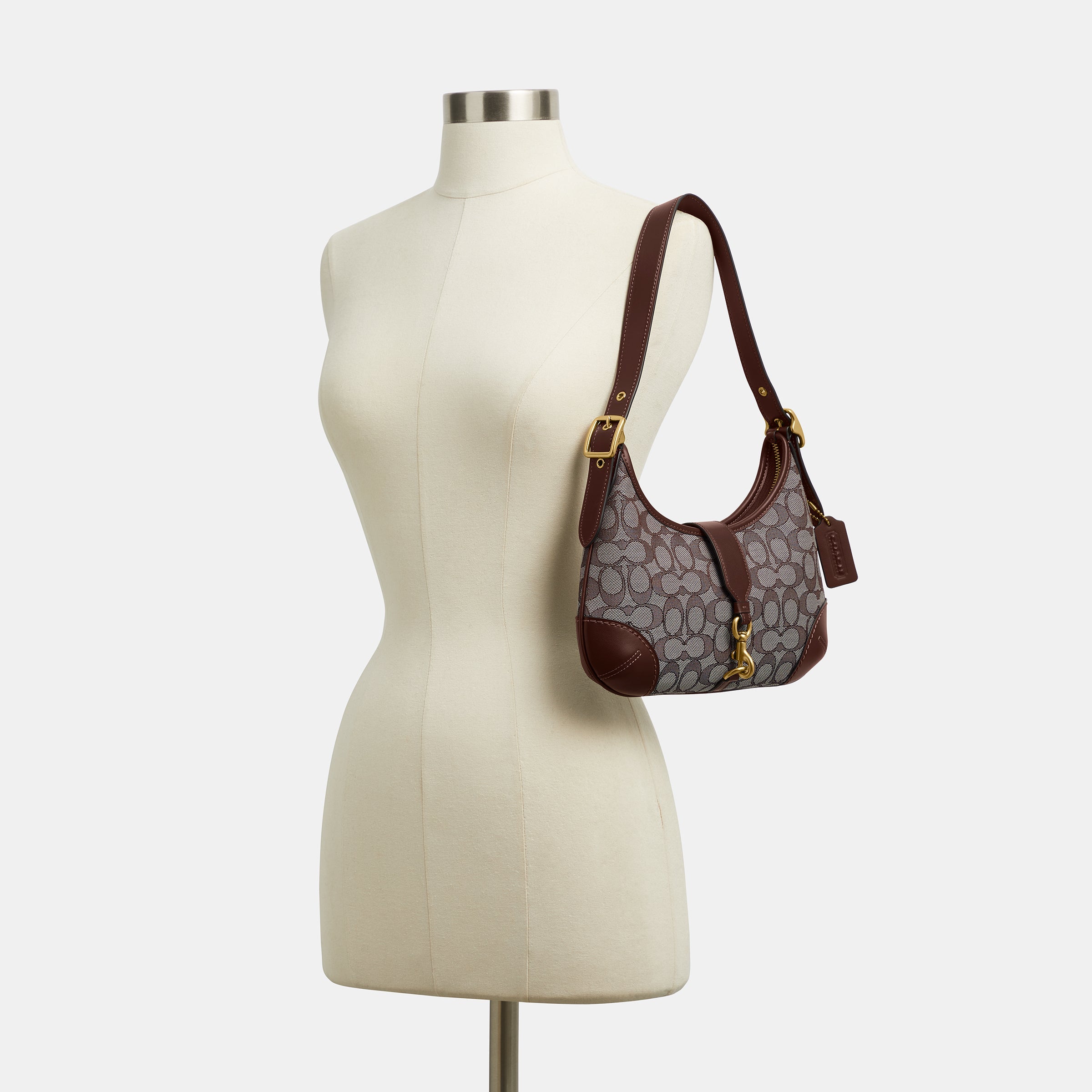 CBF16-Hamptons Hobo Bag In Signature Jacquard-B4/Oak Maple