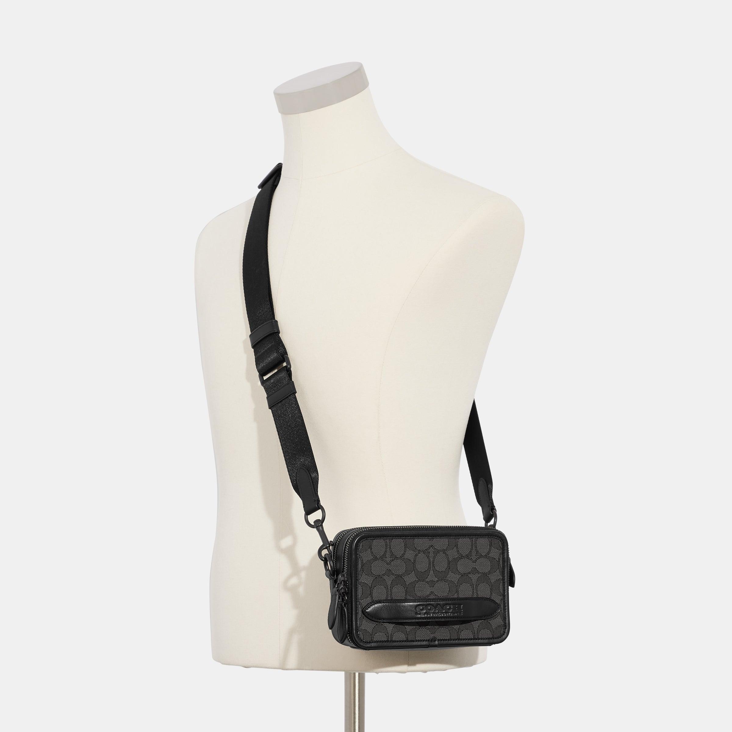 CC069-Charter Crossbody In Signature Jacquard-Charcoal/Black