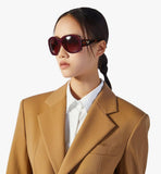 MEGEAMM11XI001-Oversized Round Sunglasses|BURGUNDY/YELLOW HAVANA