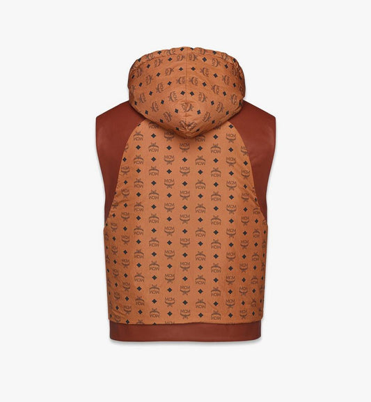 MHVFSMM02NR046-Reversible Vest in Lamb Leather and Monogram Nylon|BROWN