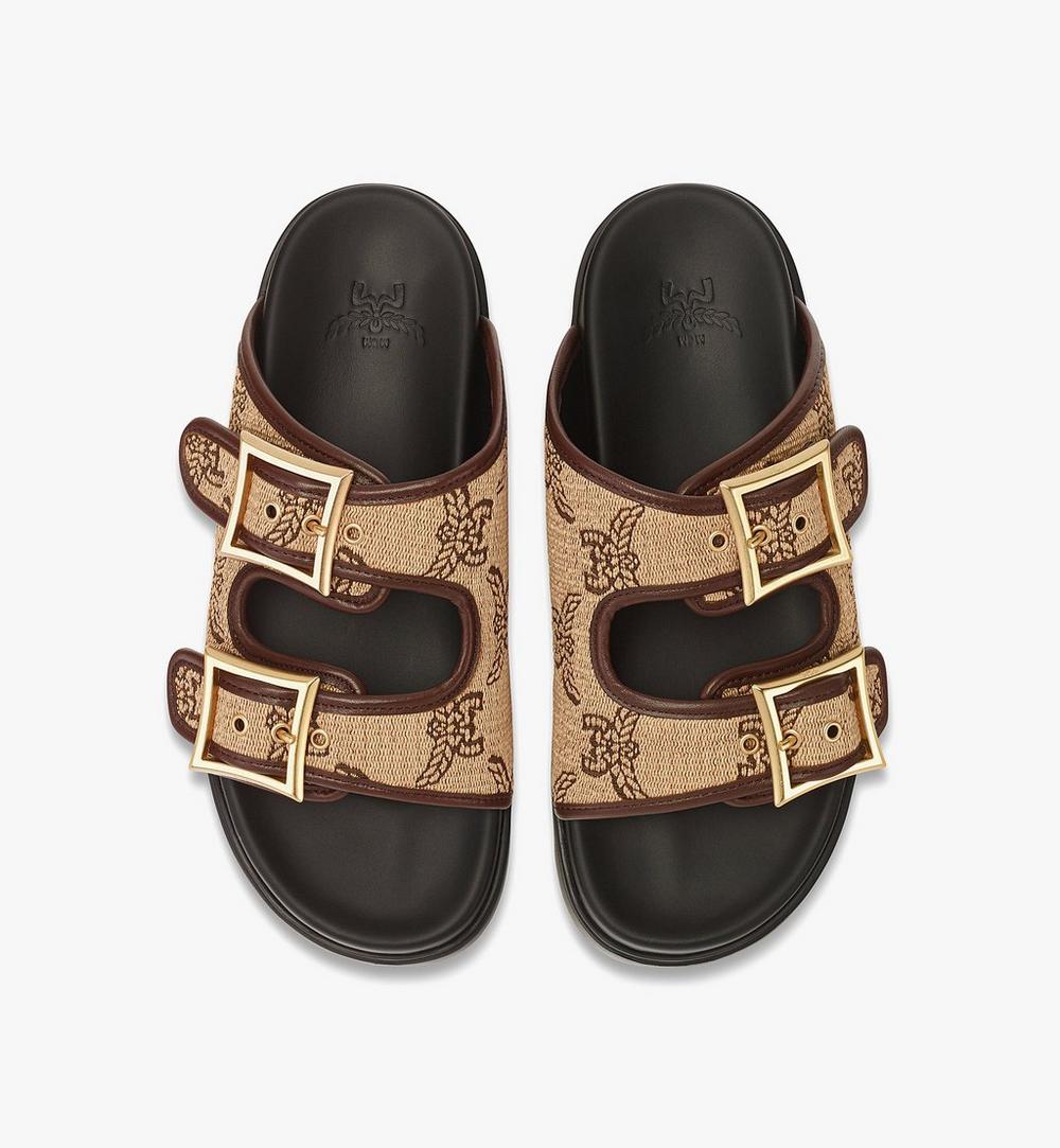 MESFSMM07IN036-Sandals in Lauretos Raffia Jacquard|NATURAL