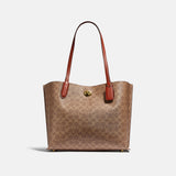C0693-WILLOW TOTE BAG IN SIGNATURE CANVAS-B4/Tan Rust