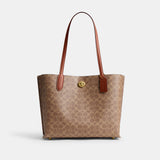 C0693-WILLOW TOTE BAG IN SIGNATURE CANVAS-B4/Tan Caramel