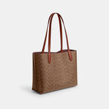 C0693-WILLOW TOTE BAG IN SIGNATURE CANVAS-B4/Tan Caramel