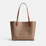 C0693-WILLOW TOTE BAG IN SIGNATURE CANVAS-B4/Tan Caramel