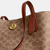 C0693-WILLOW TOTE BAG IN SIGNATURE CANVAS-B4/Tan Caramel