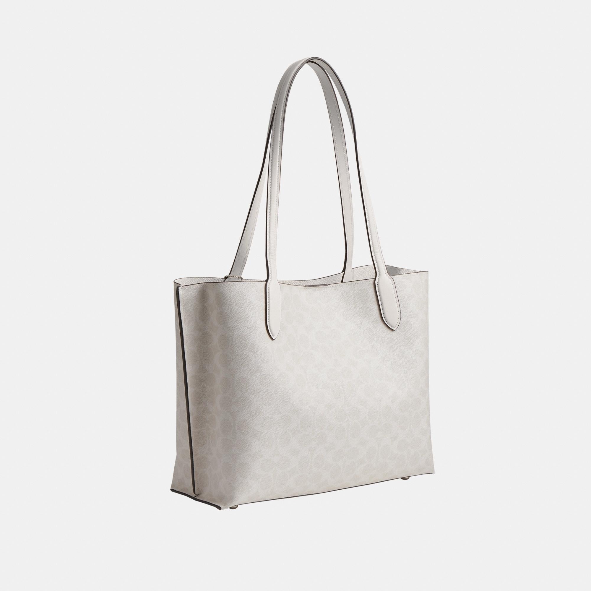 C0693-WILLOW TOTE BAG IN SIGNATURE CANVAS-LH/White Chalk