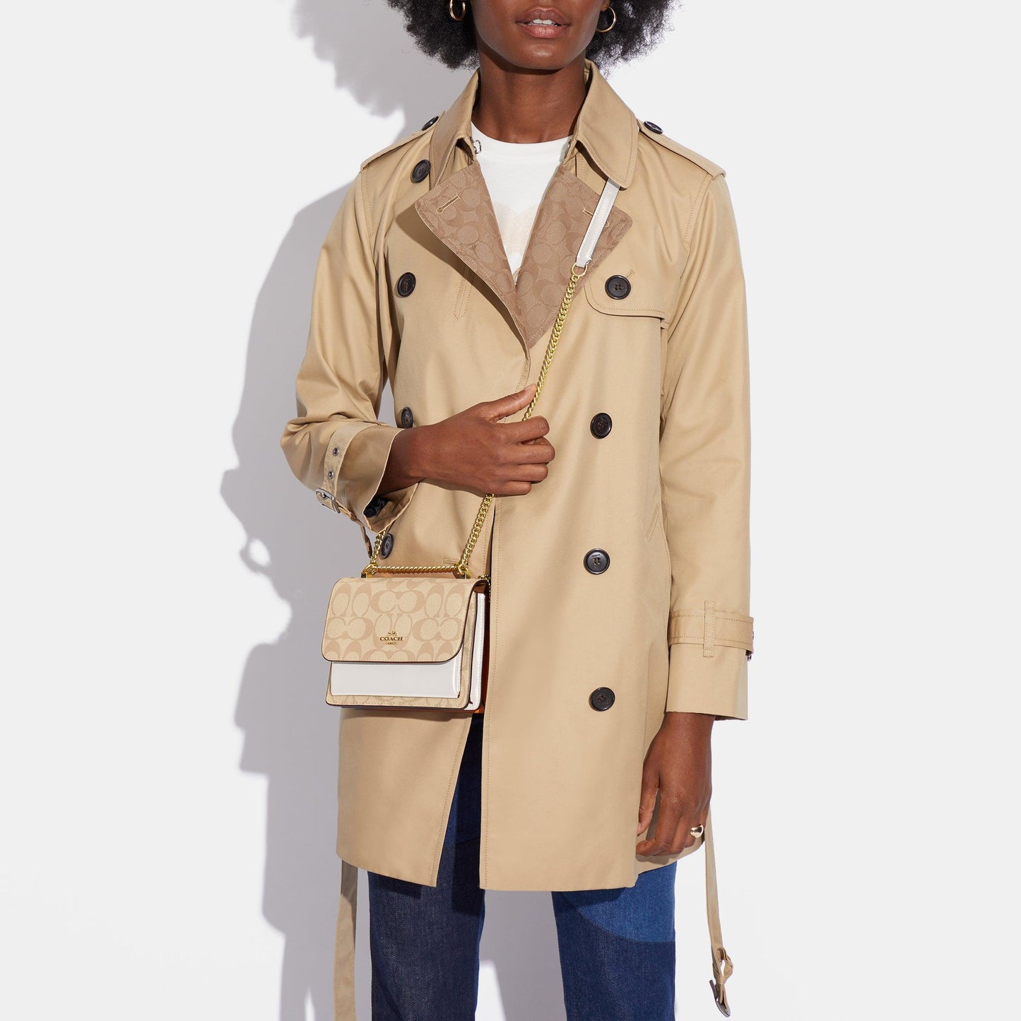 C9946-Mini Klare Crossbody In Signature Canvas-Im/Light Khaki Chalk