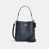 CA582-Mollie Bucket Bag 22 In Signature Canvas-SV/Denim/Midnight Navy
