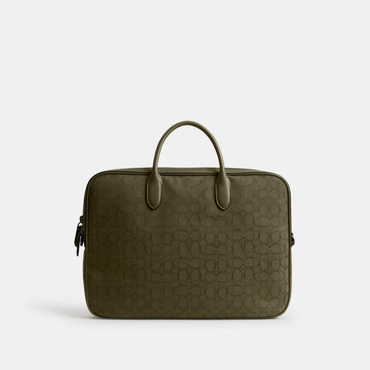 CAK97-THEO WORK BAG IN SIGNATURE JACQUARD-Olive Drab