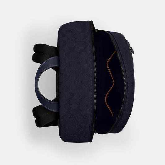 CAK98-THEO BACKPACK IN SIGNATURE JACQUARD-Midnight Navy