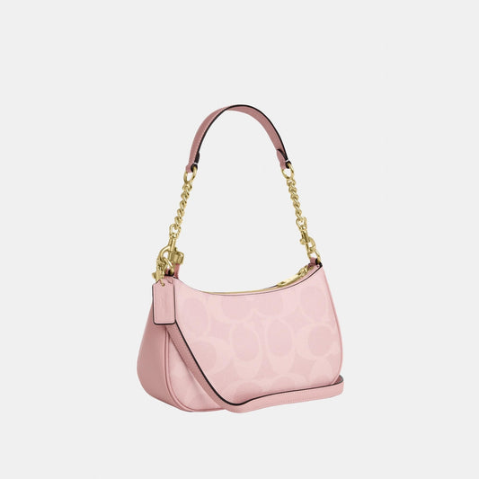 CAL51-TERI SHOULDER BAG IN SIGNATURE CANVAS-IM/Powder Pink
