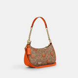 CAL80-Teri Shoulder Bag In Signature Canvas With Orange Print-Im/Tan Multi