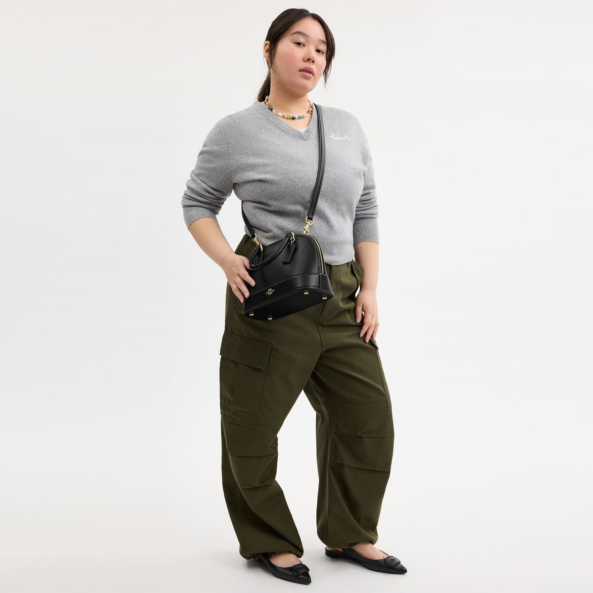 CAM55-Sabrina Satchel Bag-Im/Black