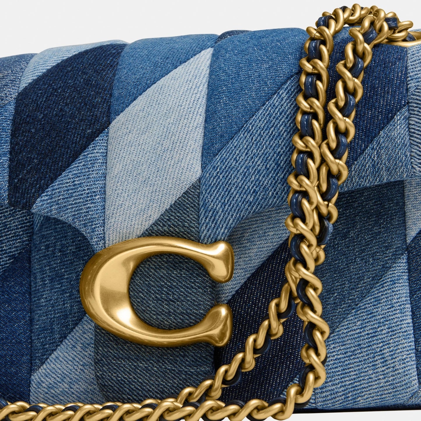 CAM91-TABBY SHOULDER BAG 26 WITH PATCHWORK QUILTING-B4/DENIM MULTI