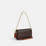 CAN92-BROOK FLAP CHAIN BAG WITH HORSE AND CARRIAGE PRINT-B4/Truffle Burnished Amber