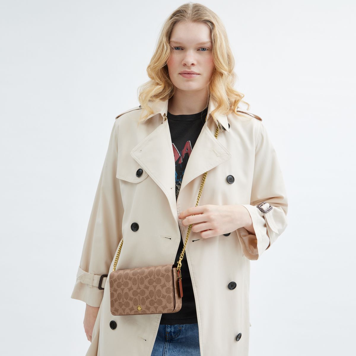 CAO03-Mila Crossbody Bag In Signature Canvas-B4/Tan Caramel