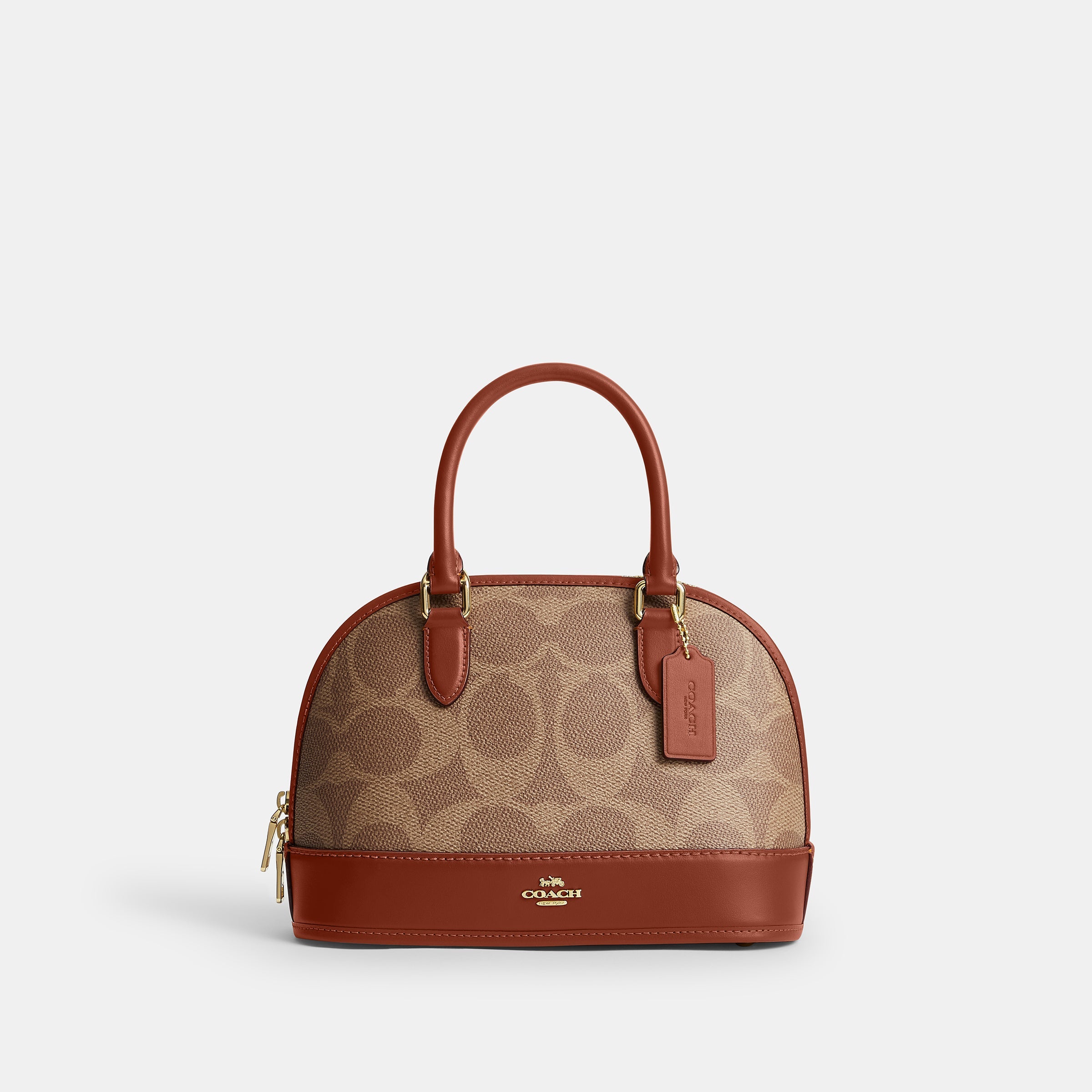 CAS19-Sabrina Satchel Bag In Signature Canvas-Im/Tan/Caramel