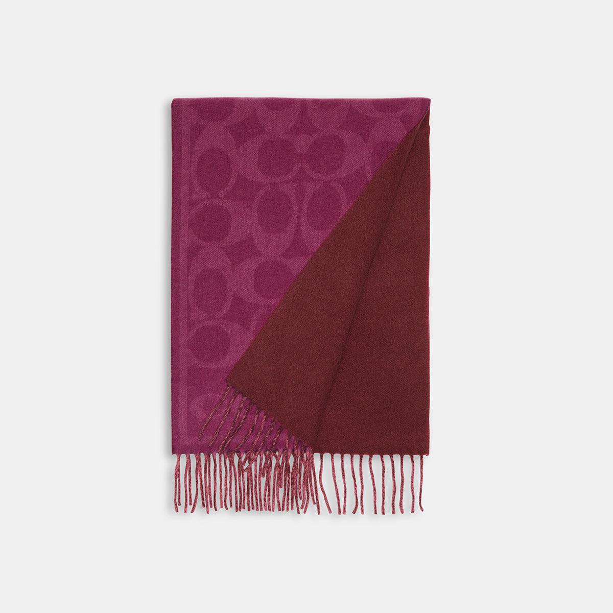 CB692-Reversible Signature Cashmere Muffler-Deep Berry
