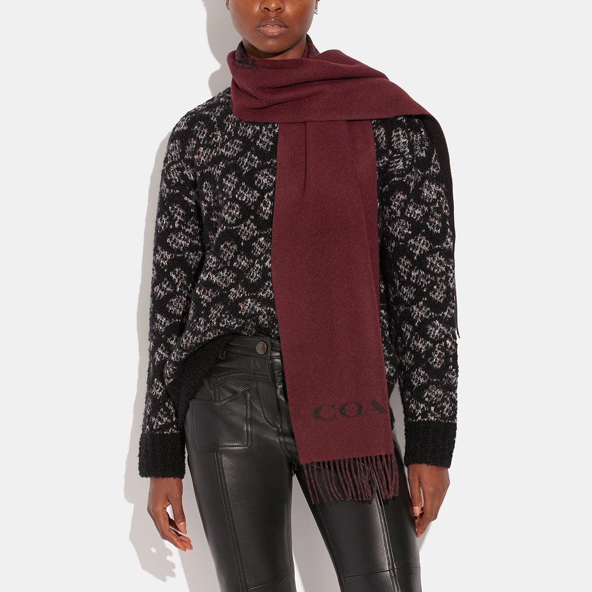 CB692-Reversible Signature Cashmere Muffler-Deep Berry