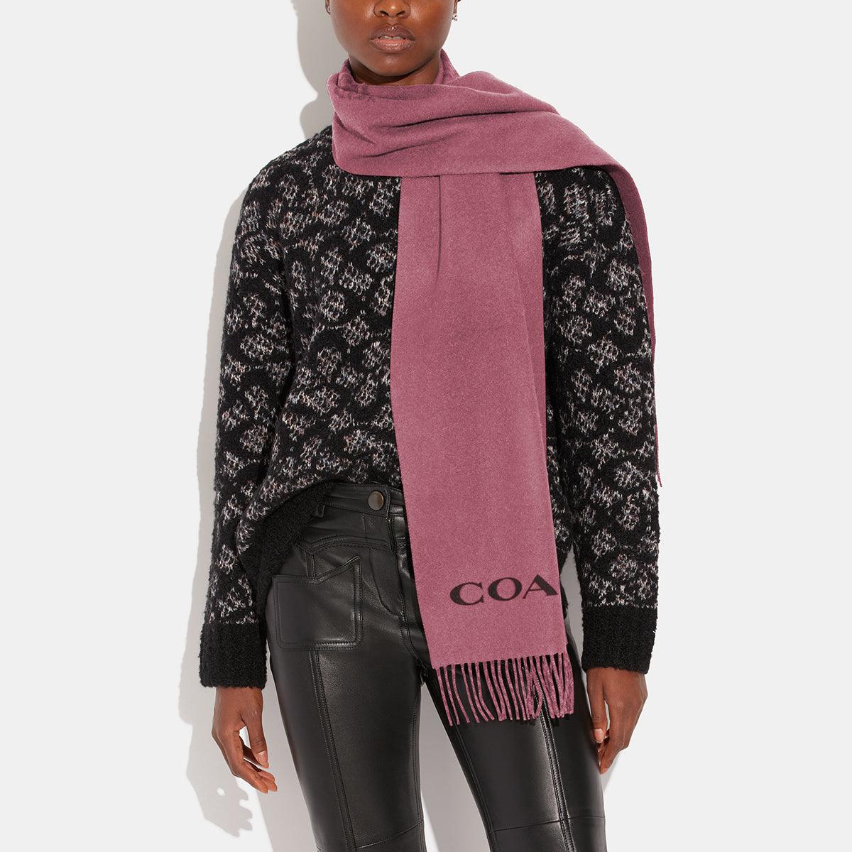 CB692-Reversible Signature Cashmere Muffler-True Pink