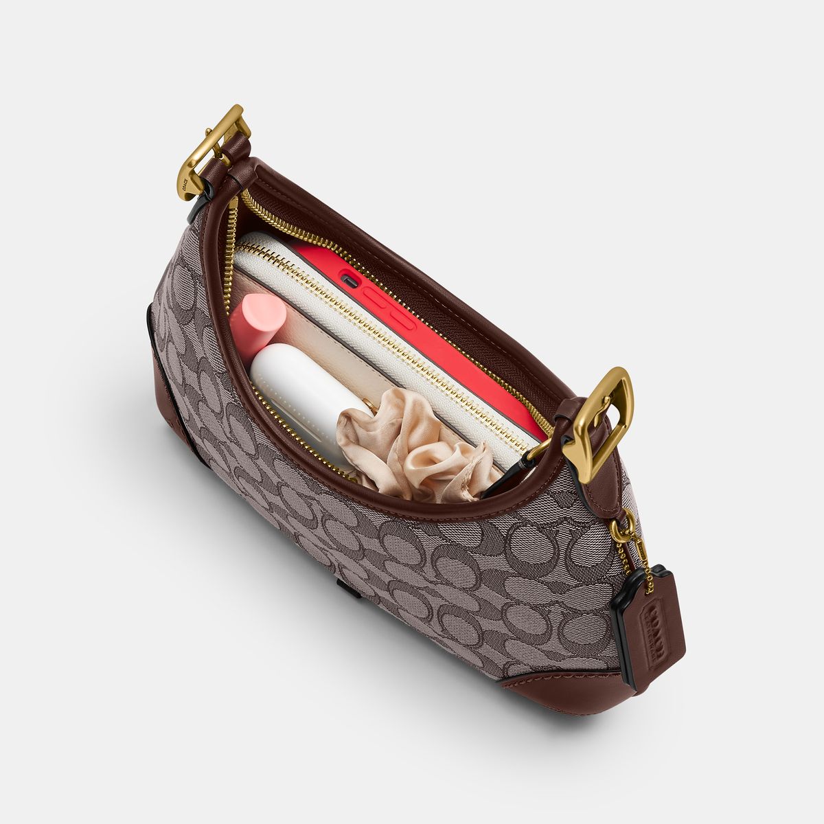 CBF16-Hamptons Hobo Bag In Signature Jacquard-B4/Oak Maple