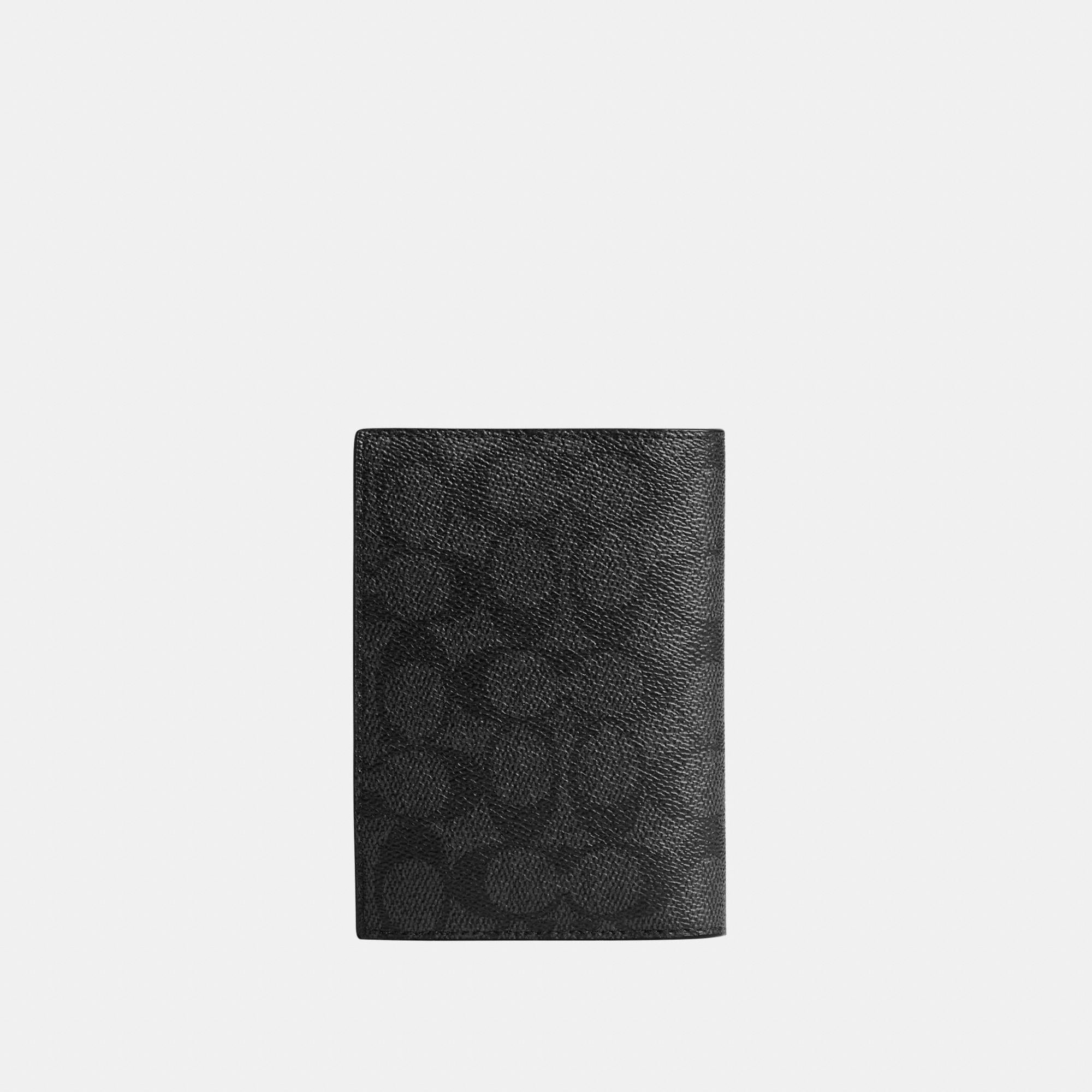 CBH97-Passport Case In Signature Canvas With Patches-Charcoal Multi