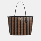 CBI03-Large City Tote Bag In Signature Canvas With Stripe-Im/Walnut/Tan